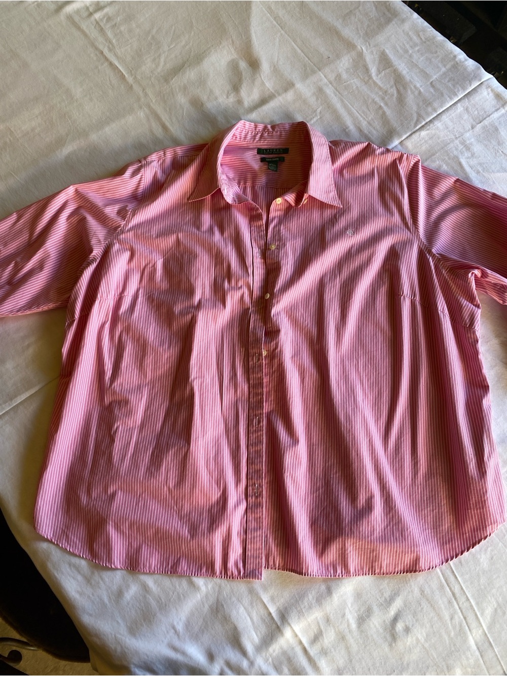 Ralph Lauren Pink and White Striped Shirt - Lauren Collection